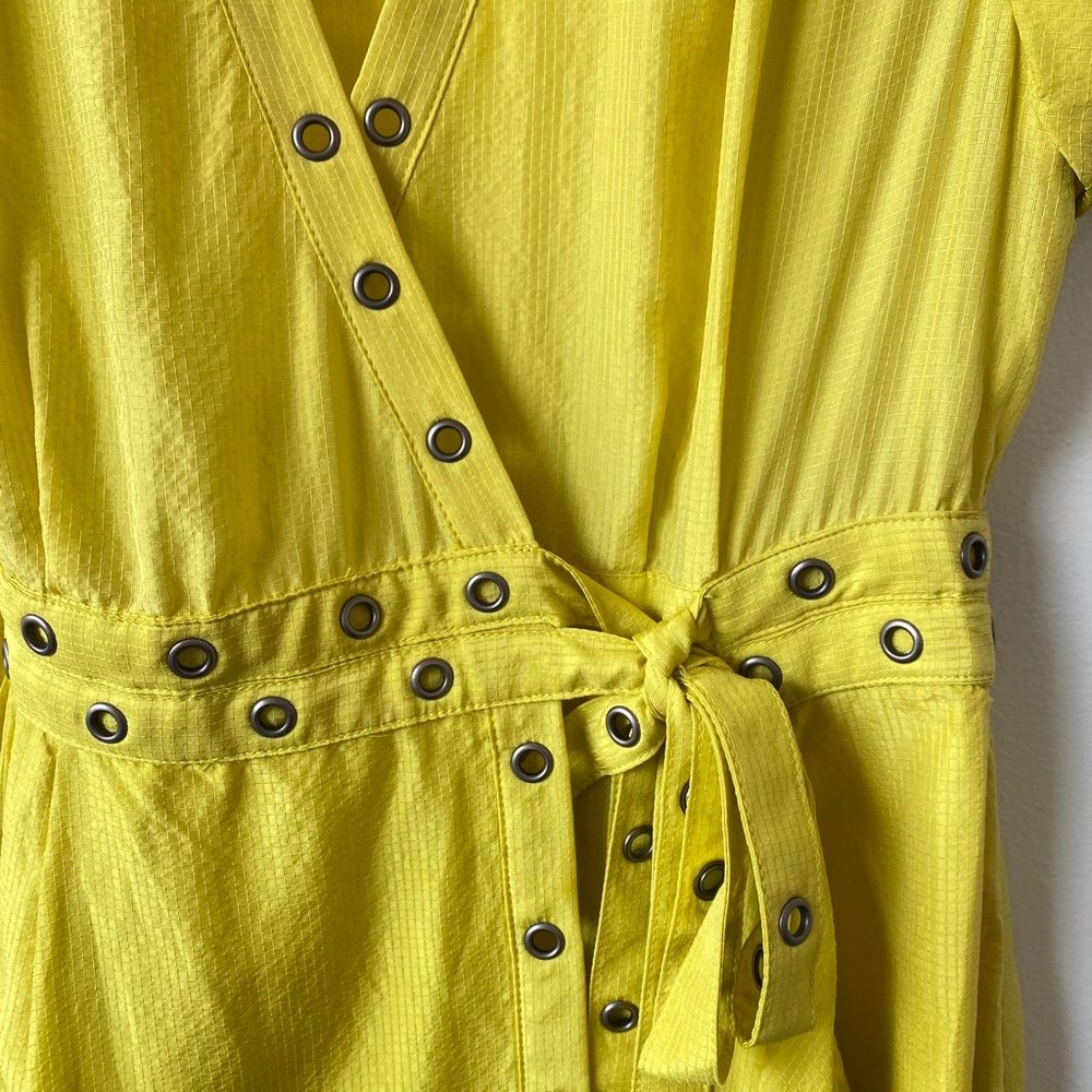 Nanette Lepore Yellow Silk Wind Swept Wrap Dress - Picture 6 of 15